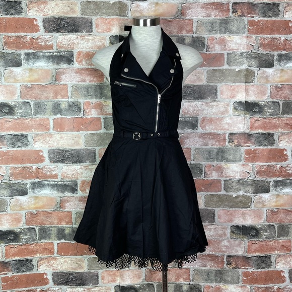 Royal Bones by Tripp NYC Biker Moto Zipper Black Dress - Picture 7 of 7